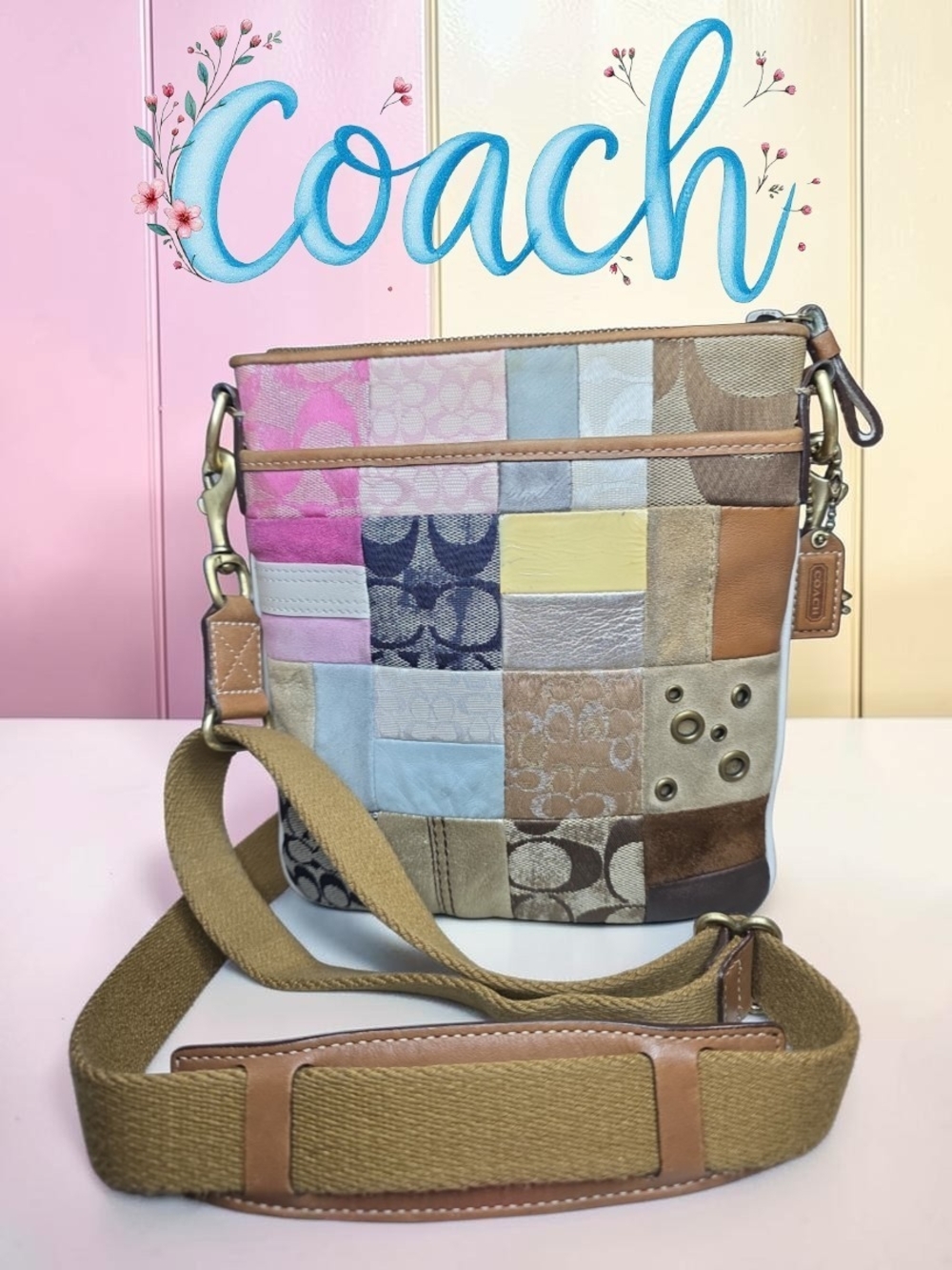 Coach Vintage Signature Patchwork Crossbody Swingpack Preloved 2006